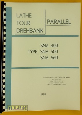 Arad. SNA 450, SNA 500, SNA 560, Lathe Technical Manual.