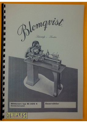 Blomqvist BS600K Lathe Spare Parts Manual. (Sweden)