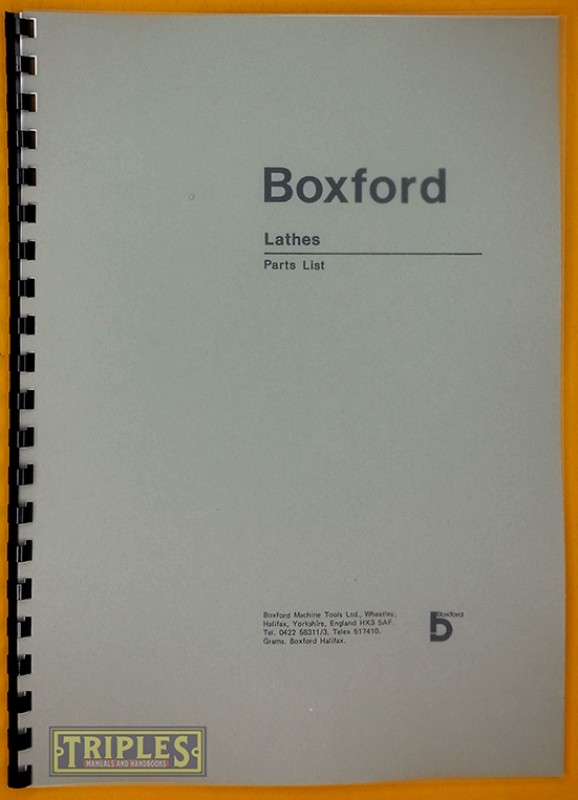 Boxford Mk.1 Mk.2 A/B Lathe Parts List.