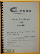 Charles Machine Industrial. CH-430 CH-500 Lathe Instruction Manual and Parts List.