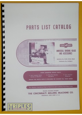 Cincinnati Universal Dividing Heads and Accessories 10" 12" 14" Parts List Catalog