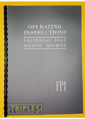 Deckel FP1 Universal Tool Milling Machine Operating Instructions.
