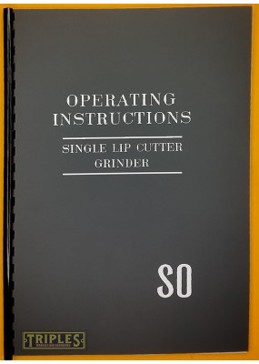 Deckel SO Single Lip Cutter Grinder. Operating Instructions.