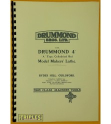 Drummond 4" A Type Cylindrical Bed Model Makers Lathe Manual.