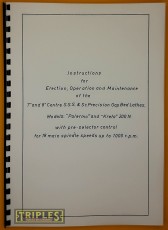 Eriksen Palermo and Kreta 200N Lathe. Instructions for Erection, Operation and Maintenance.