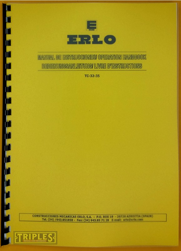 Erlo TC-32/35 Drilling Machine Operation Handbook.
