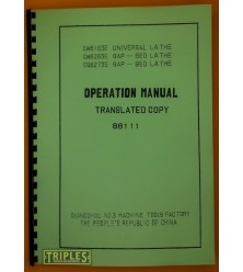 Guangzhou CW6163E, CW6263E, CQ6273E Universal Lathe Operation Manual.