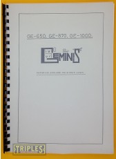 Geminis GE-650, GE-870, GE-1000 Instruction Handbook for Geminis Lathes.