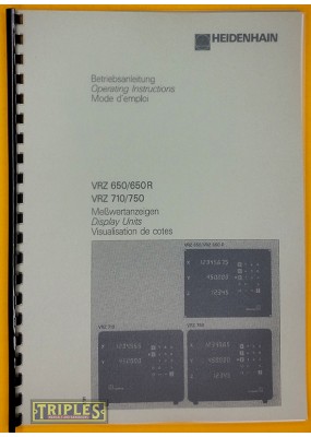 Heidenhain VRZ 650-650R VRZ 710-750 Digital Read Out. Operating Instructions