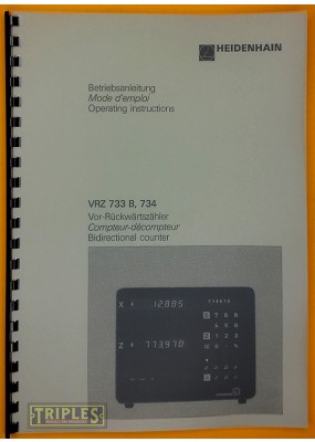 Heidenhain VRZ 733B ,734 Digital Readout DRO Operating Instructions.