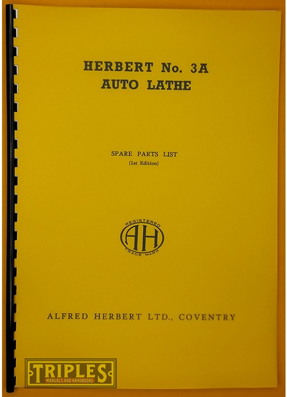 Herbert No, 3A Auto Lathe. Spare Parts List.