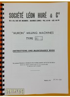 Huron Milling Machine. Type NU. Instructions and Maintenance Book.