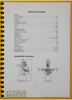 Kao Feng KF-VO-A2 Turret Milling Machine. Service Manual.