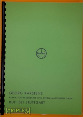 Karstens US/16A Cylindrical Grinder Operating and Maintenance Manual.