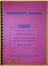 Kearney &amp; Trecker Milwaukee (C.V.A Edition) Models 2CE 2E Plain-Universal-Vertical Operators Manual.