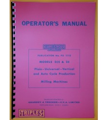 Kearney & Trecker Milwaukee (C.V.A Edition) Models 2CE 2E Plain-Universal-Vertical Operators Manual.