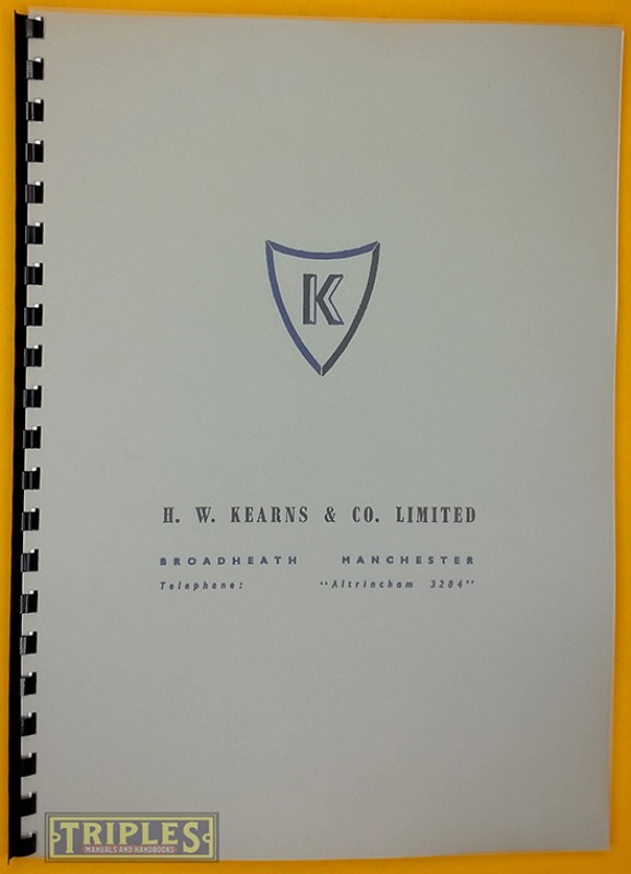 Kearns Optimertic Horizontal Tool Room Boring Machine, "S" Type. Operating and Maintenance Book.