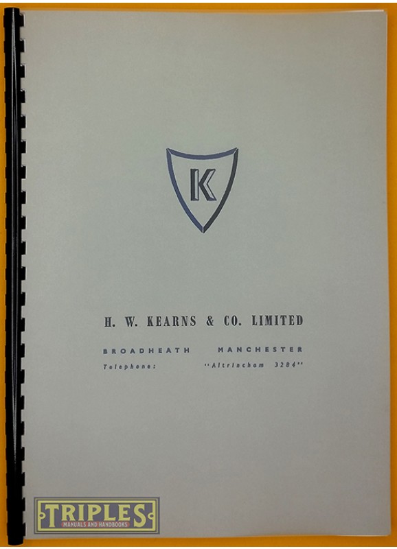 Kearns No. 2 and 3 Horizontal Boring and Facing Machine. Operator's Handbook.