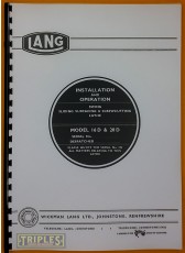 Lang Model 16D & 20D Screw Cutting Lathe Installation and Operation Manual. Lang Model 16D & 20D Screw Cutting Lathe Installation and Operation Manual.