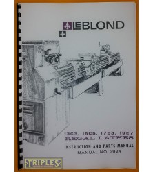 LeBlond 13C3, 15C5, 17E3, 19E7 Regal Lathes. Instruction and Parts Manual.