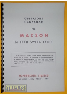 Macson 14 Inch Swing Lathe Operators Handbook. (Series 14 R.G.3)