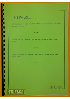 Mum 80 Lathe. Instructions for Placement, Use and Maintenance.