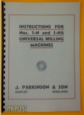Parkson 1-N and 1-NA Instructions and Parts Manual for Universal Milling Machines.