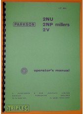 Parkson 2NU 2NP 2V Milling Machines Operators Manual.