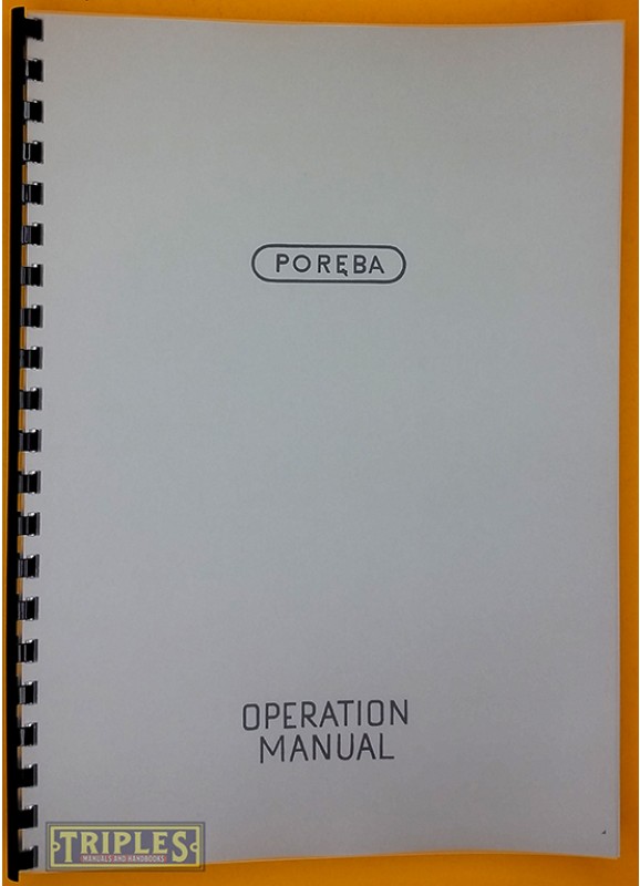 Poreba Model HDE-125 Double Housing Planer. Operation Manual.