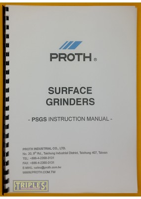 Proth PSGS Models Surface Grinders. Instruction Manual.