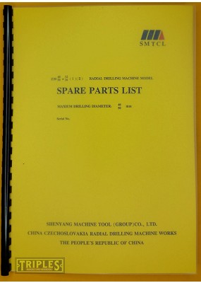 Shenyang Z30 Radial Drilling Machine Spare Parts List. (Parts manual only)