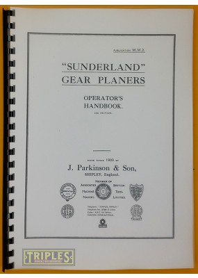 Sunderland Gear Planers. Operator's Handbook.