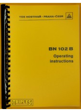 TOS Hostivar BN 102 B Tool and Cutter Grinder. Operating Instructions.