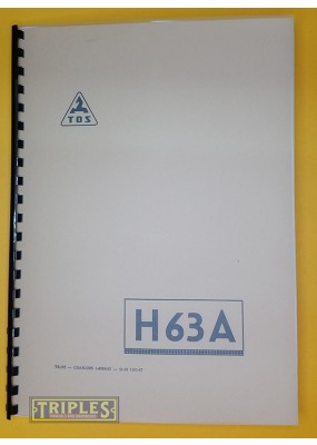 TOS H63A Horizontal Boring Machine. Parts, General Arrangements and Diagrams.