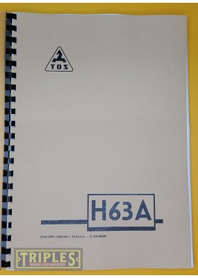 TOS H63A Horizontal Boring Machine Operating Instructions.