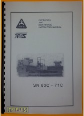 TOS SN63C - 71C Lathe Operation and Maintenance Instruction Manual. TOS SN63C - 71C Lathe Operation and Maintenance Instruction Manual.