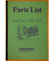 Takisawa TAL Models 460, 510. Parts List.