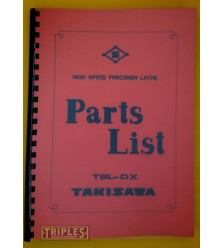 Takisawa TSL-DX Precision Lathe Parts List.