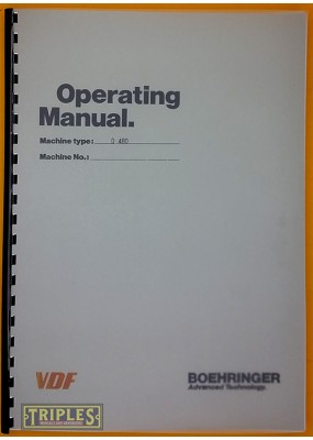 VDF Boehringer Model D480 Lathe Operating Manual.